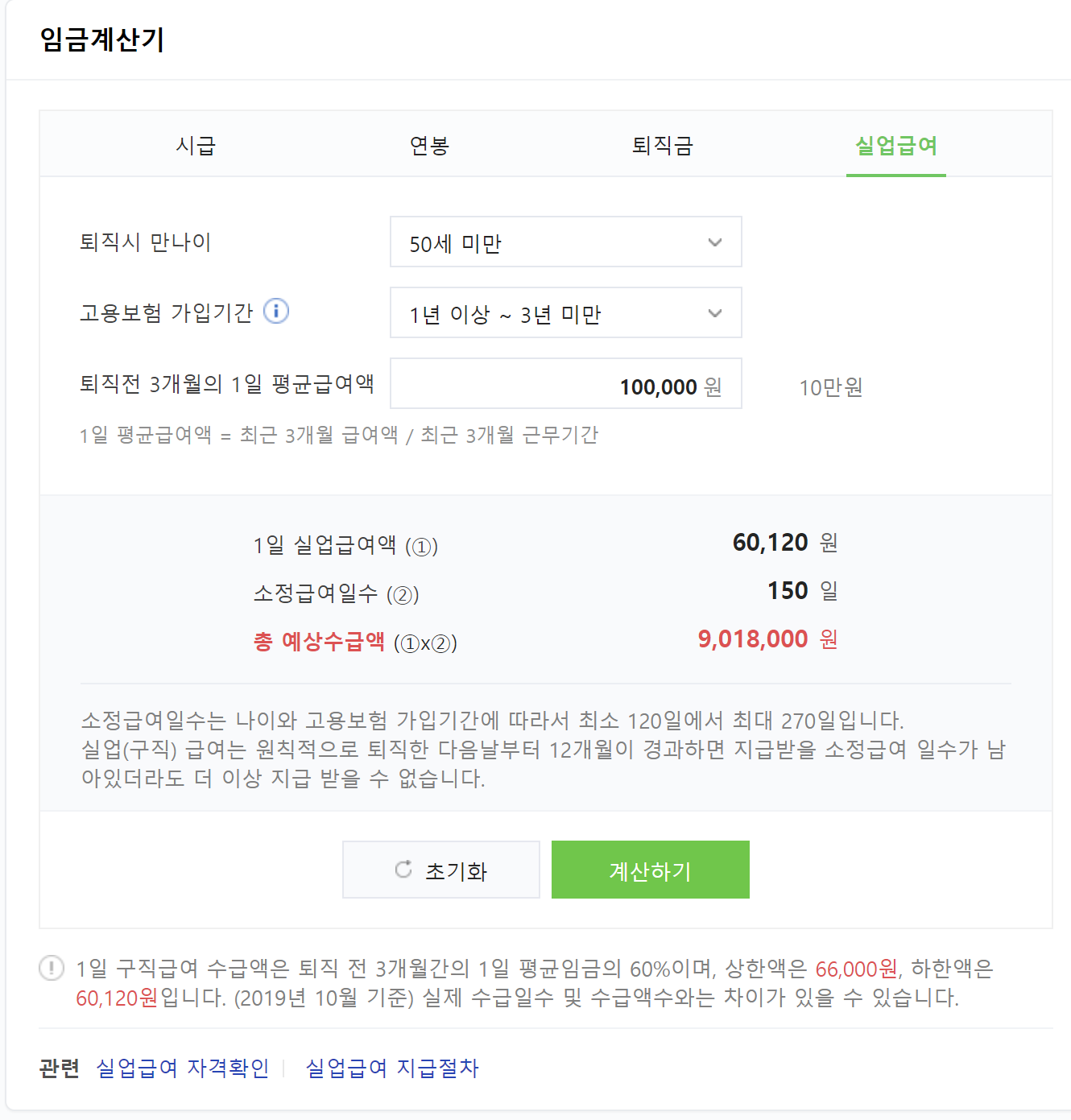 실업급여 계산기