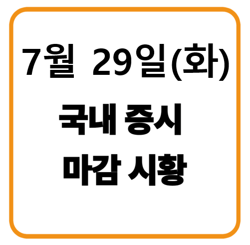 7월 29일 국내증시 마감시황
