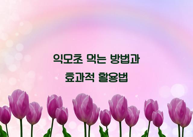 익모초 먹는 방법