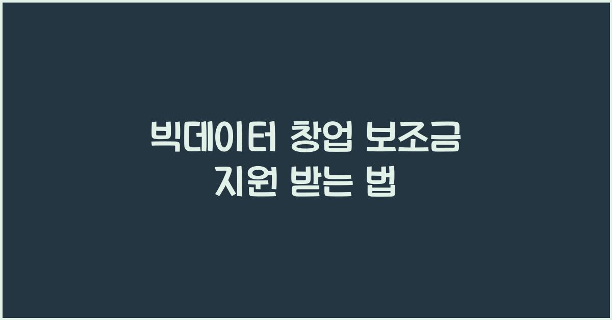 빅데이터 창업 보조금 지원