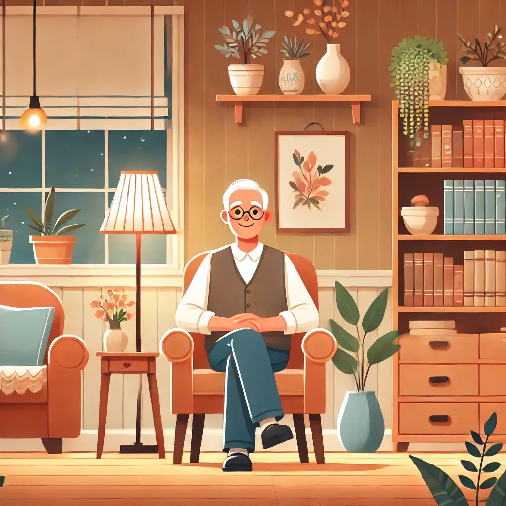 안정된 노후를 즐기는 노인의 편안한 모습.