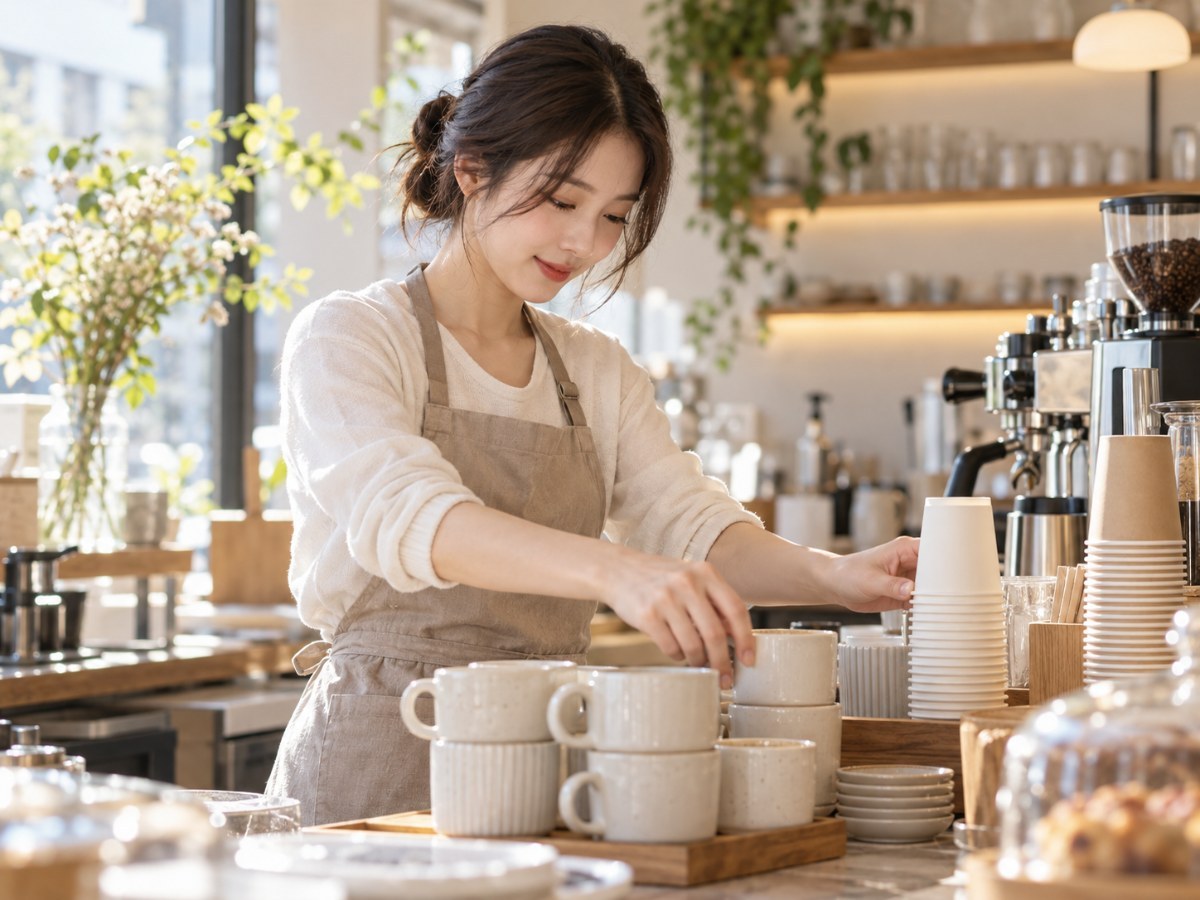 카페에서 일하는 아르바이트생
