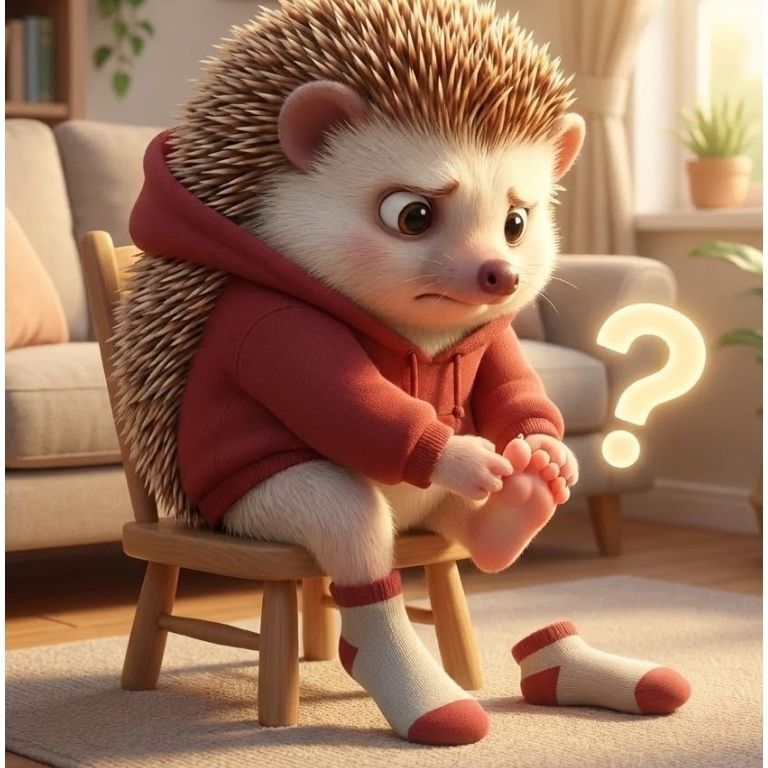 발가락 통증 확인하는 도치씨의 모습