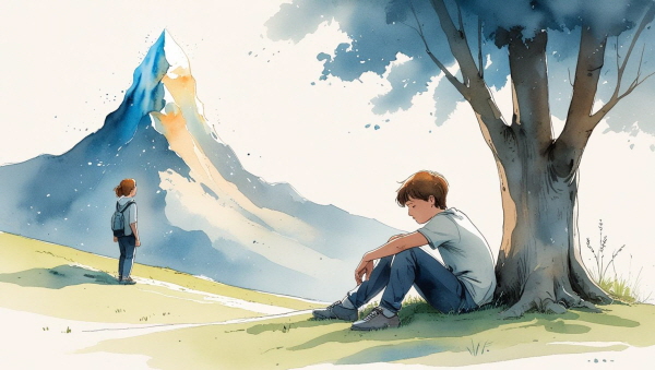 이상은 높고, 현실은 불완전합니다. INFJ 청소년은 이 간극을 감당하기 위해 자신을 더 몰아붙이거나, 반대로 모든 것을 포기하고 도피하려는 충동을 느끼기도 합니다에 관한 그림