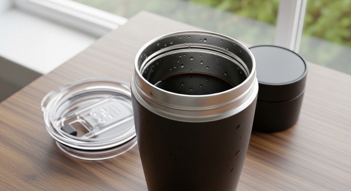 매일 마시는 커피와 차로 인해 바닥에 찌든 때가 생기고 물비린내가 나는 스테인리스 텀블러