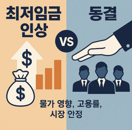 최저임금 인상 vs 동결 (물가영향, 고용률, 시장안정)