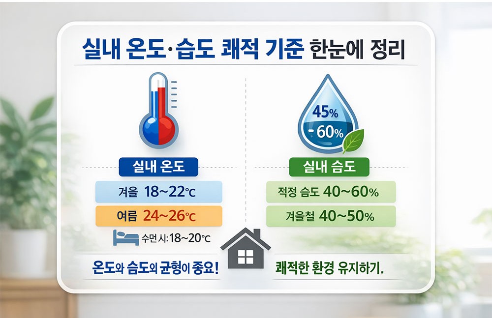 실내 온도&middot;습도 쾌적 기준
