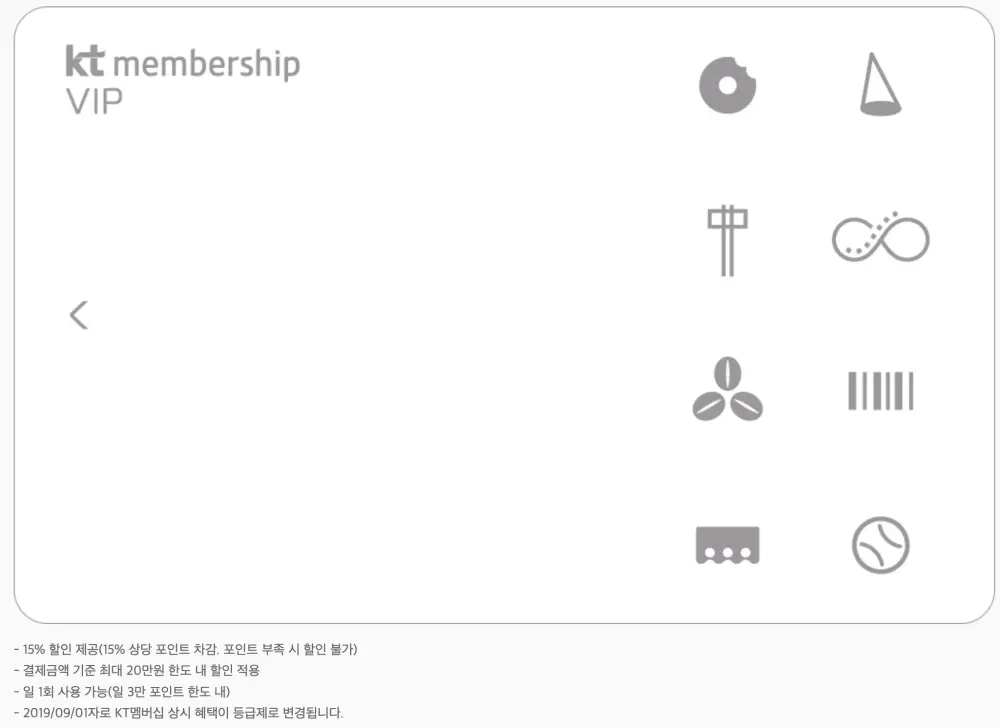 KT멤버십 GOLD / VIP / VVIP 등급