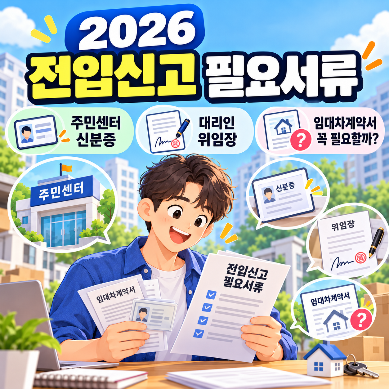 2026 전입신고 필요서류 ❘ 주민센터 신분증&middot;대리인 위임장, 임대차계약서 꼭 필요할까?