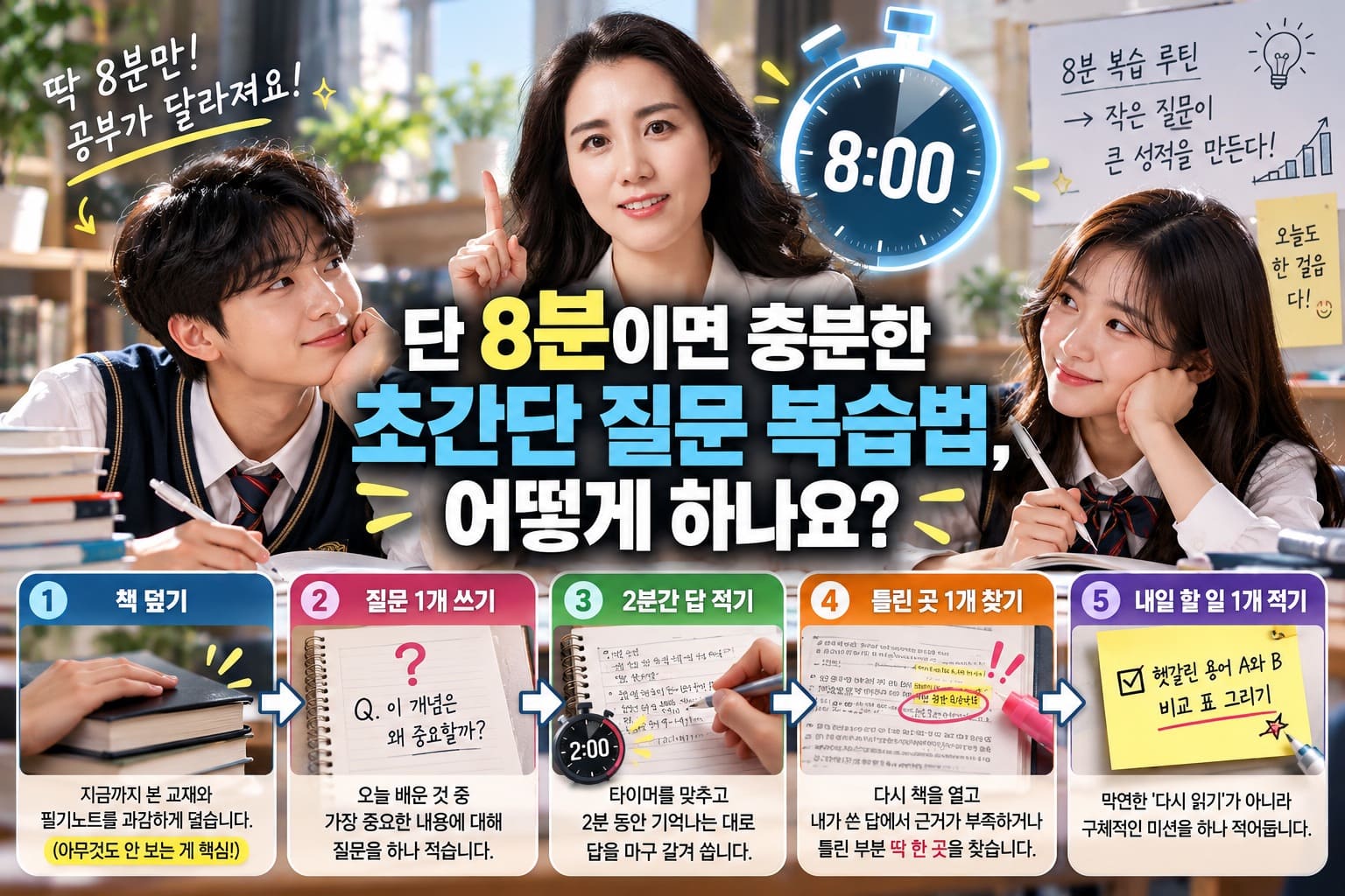 단 8분이면 충분한 초간단 질문 복습법, 어떻게 하나요?