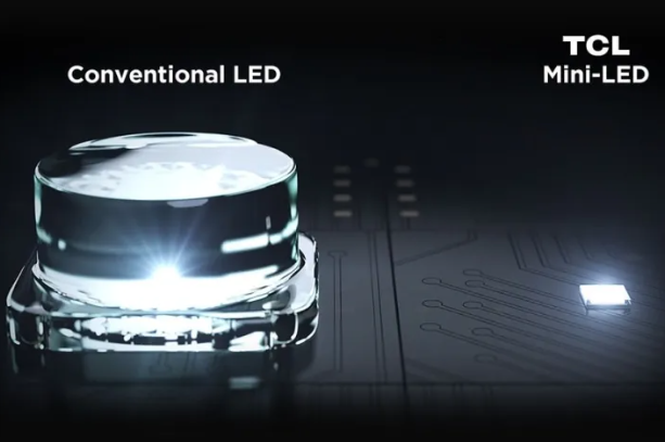 크기 비교, 미니 LED와 일반 LED.