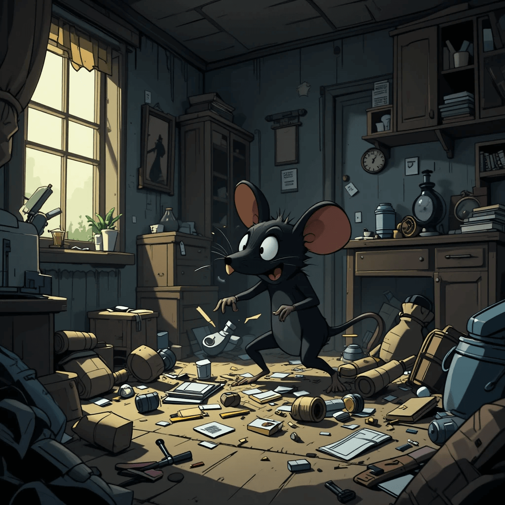 쥐가 나오는 흉몽 중 검은쥐가 집안을 어지럽히는 꿈