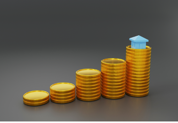 동전탑이 오른쪽으로 갈수록 높아지고 있다.