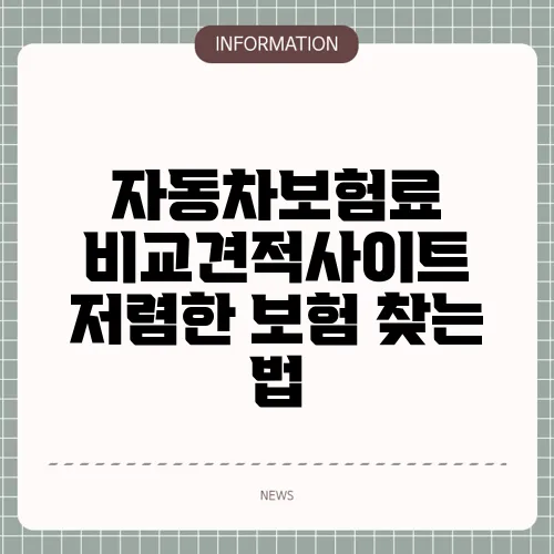 자동차보험료 비교견적사이트 저렴한 보험 찾는 법