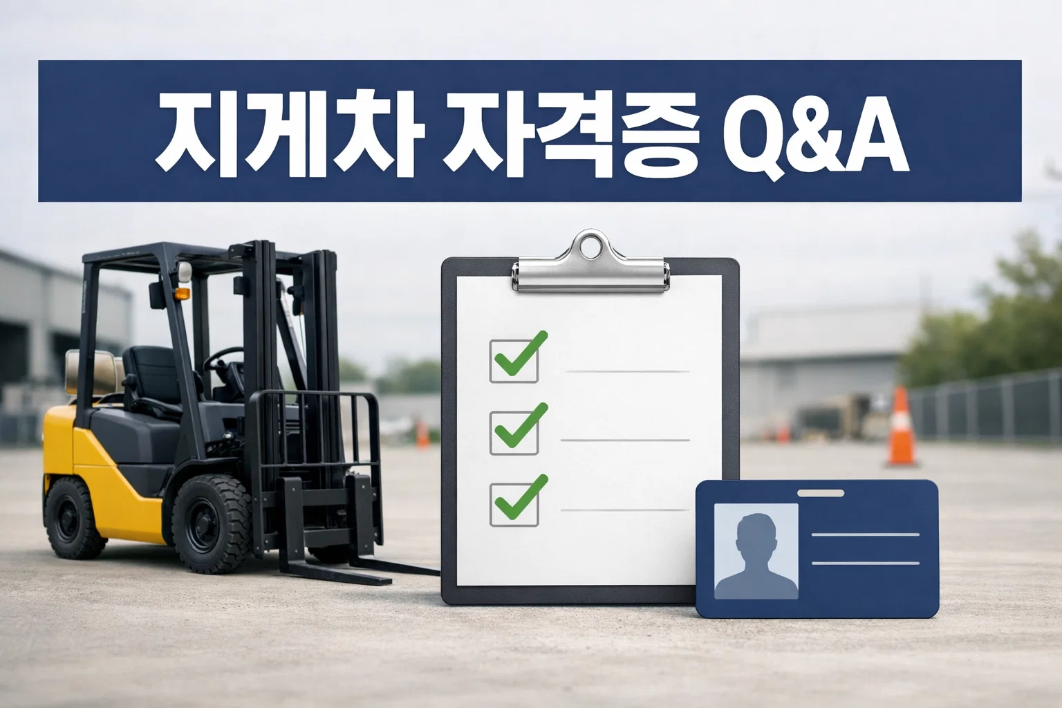 지게차 운전기능사 자격증 궁금증 해결 Q&A의 전체 범위를 보여주며 취득순서와 준비 흐름을 처음부터 빠르게 파악하도록 돕는 썸네일 이미지
