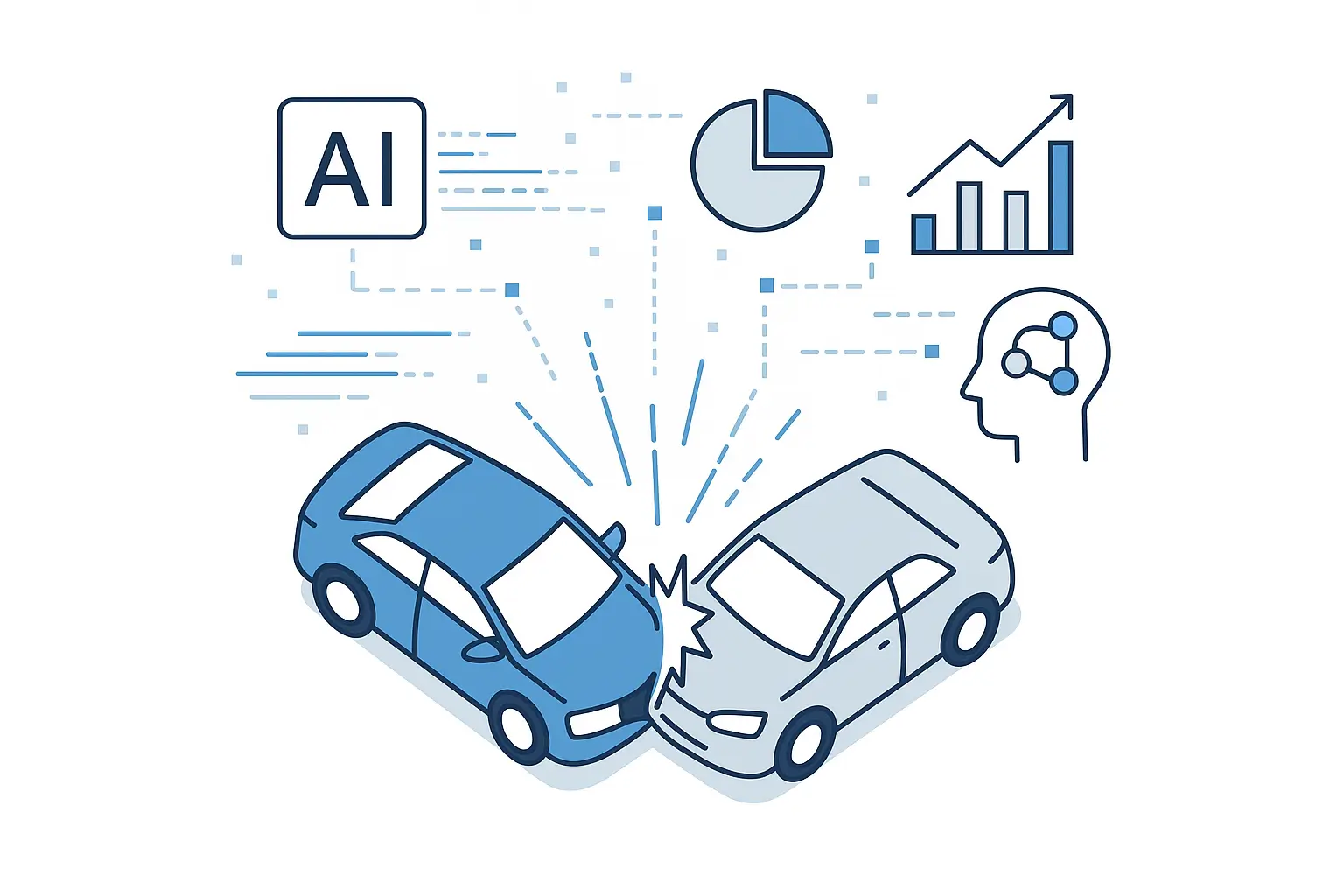 AI가 자동차 사고 과실비율을 자동으로 분석하는 일러스트