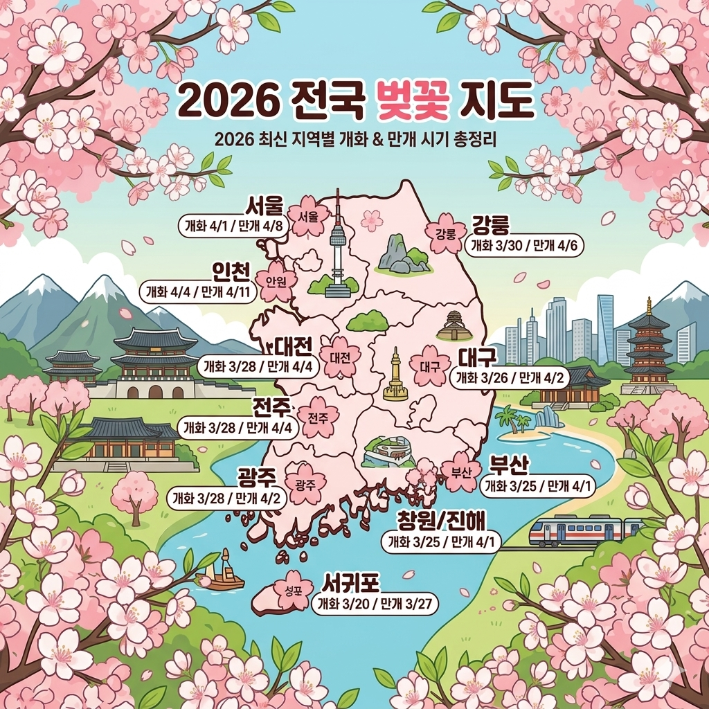 지역별 벚꽃개화 시기 자세히 확인하러 가기