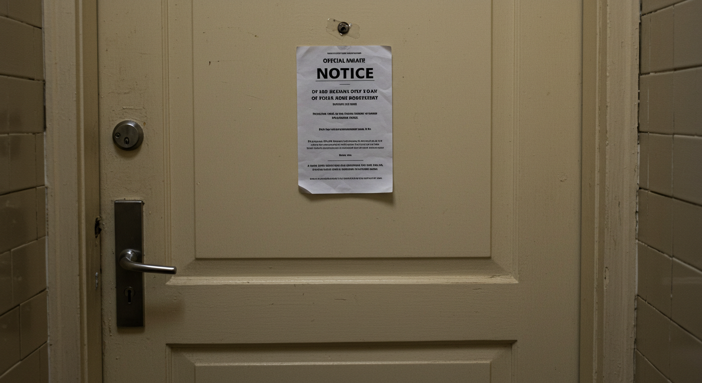 주민등록 방문조사 알림이 붙은 현관문을 형상화한 이미지