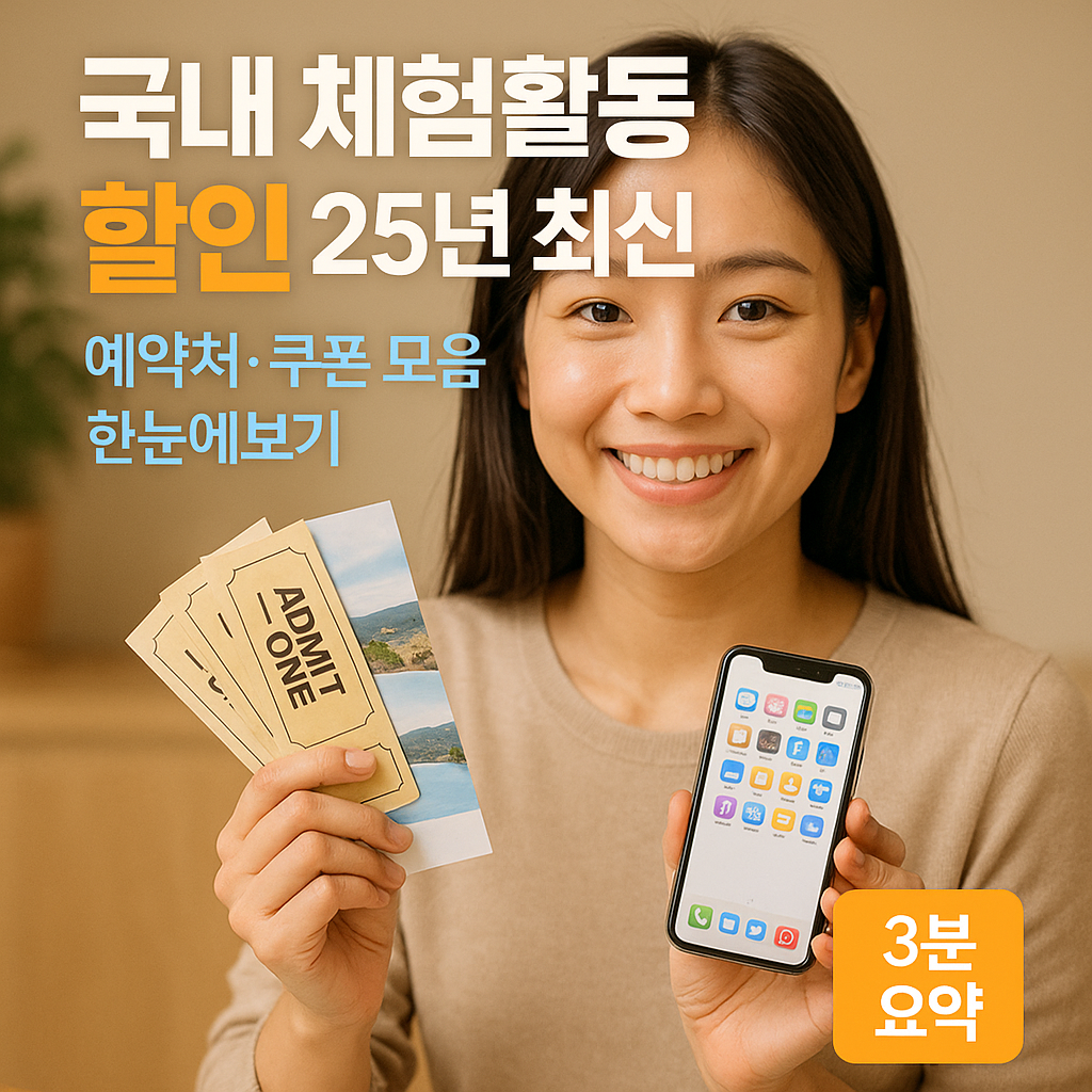 국내 체험활동 할인 25년 최신 | 예약처·쿠폰 모음 한눈에 보기