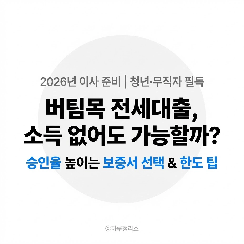 2026년 버팀목 전세자금대출 금리 및 한도, 무직자 청년도 승인받는 조건 총정리
