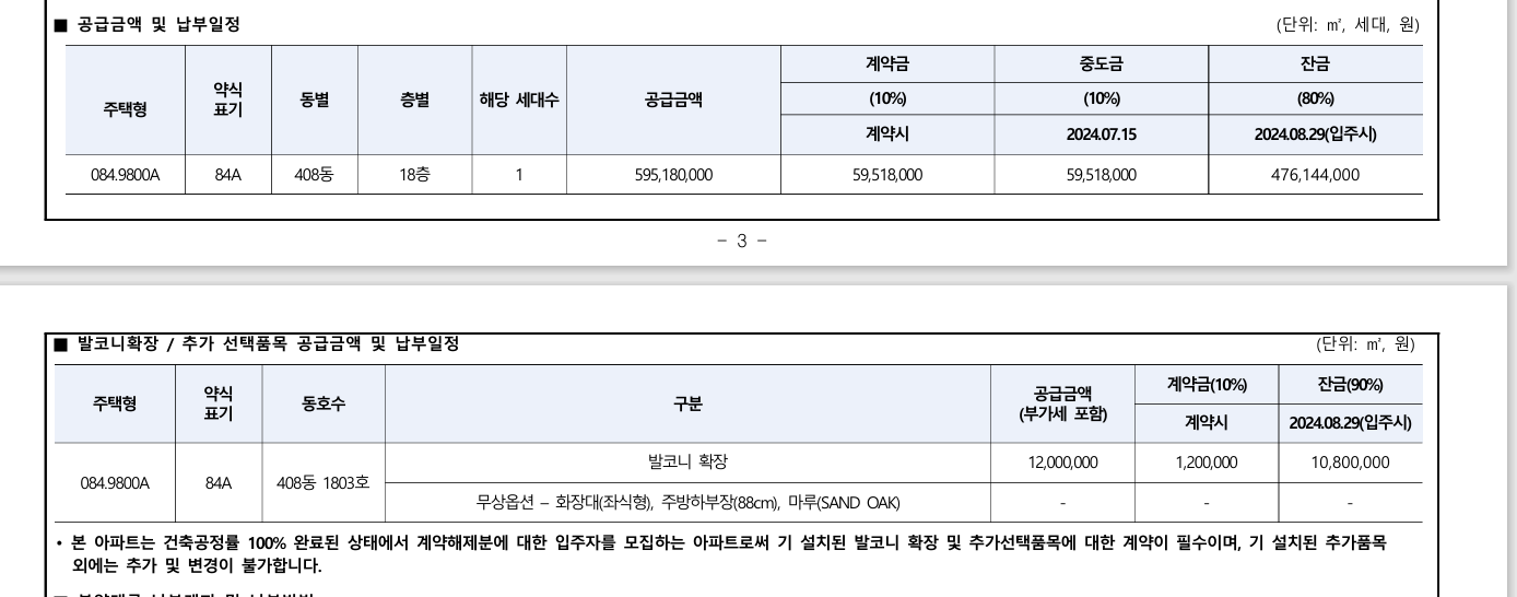 e편한세상 금빛 그랑메종 줍줍 분양가