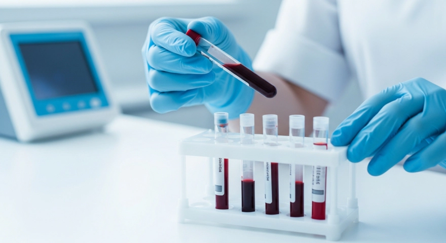 병원에서 매독 혈액검사를 진행하는 실험실 장면