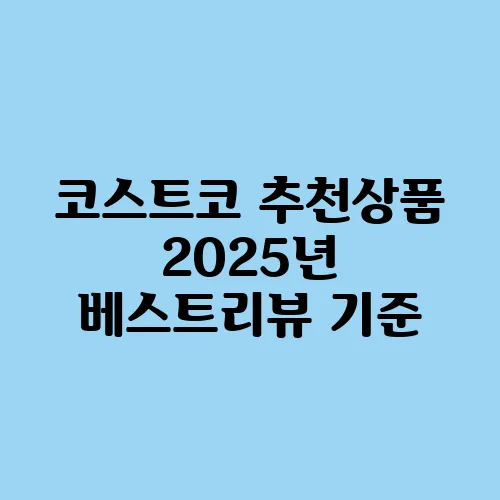 코스트코 추천상품 2025년 베스트리뷰 기준