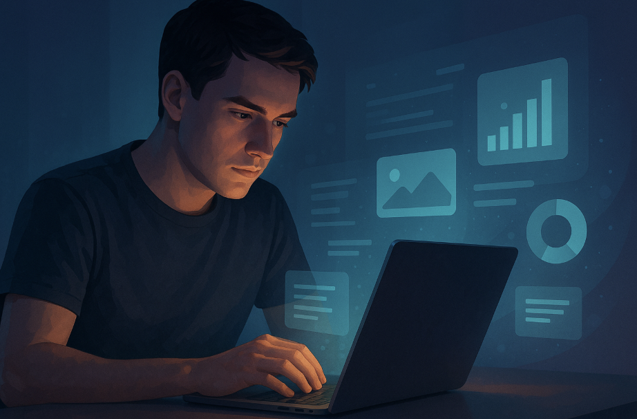 생성형 AI를 이용하는 모습을 표현한 이미지