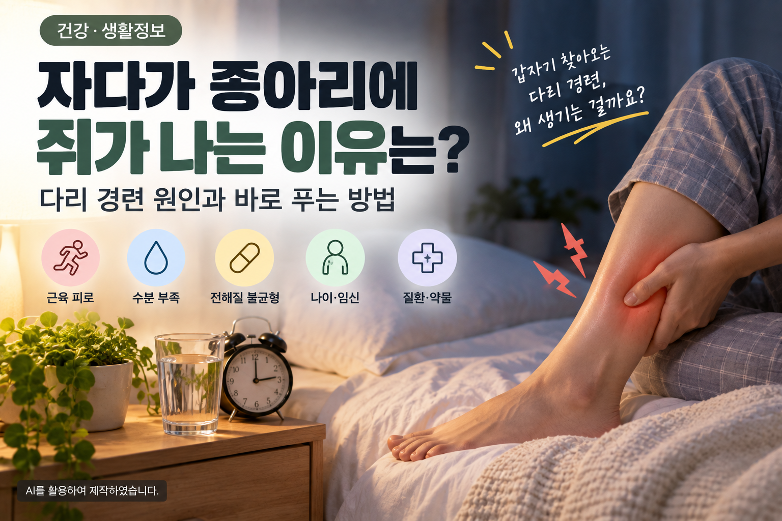 자다가 종아리에 쥐가 나는 이유와 다리 경련 원인 및 푸는 방법