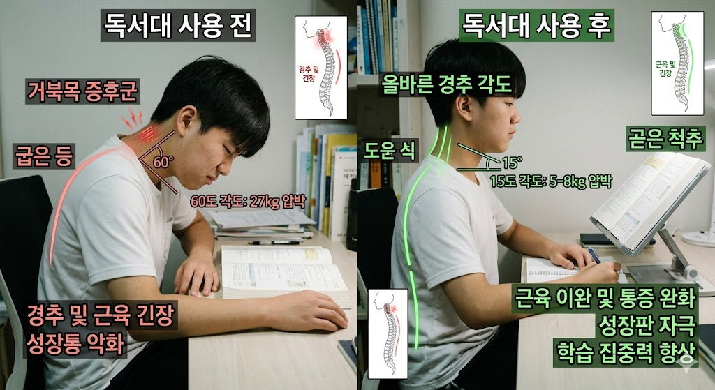성장기 청소년의 골격 발달을 돕고 거북목 증후군을 예방하는 올바른 학습 자세와 독서대 활용 전략