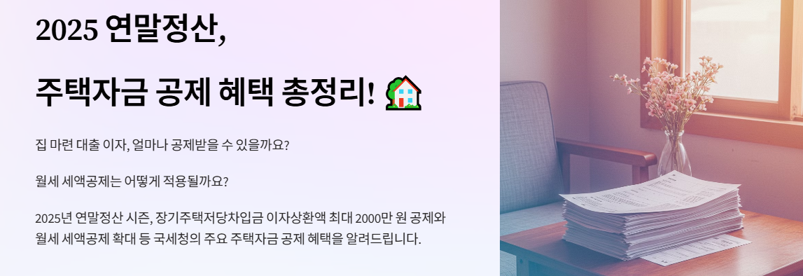 2025 연말정산 주택자금 공제 혜택 총정리 설명