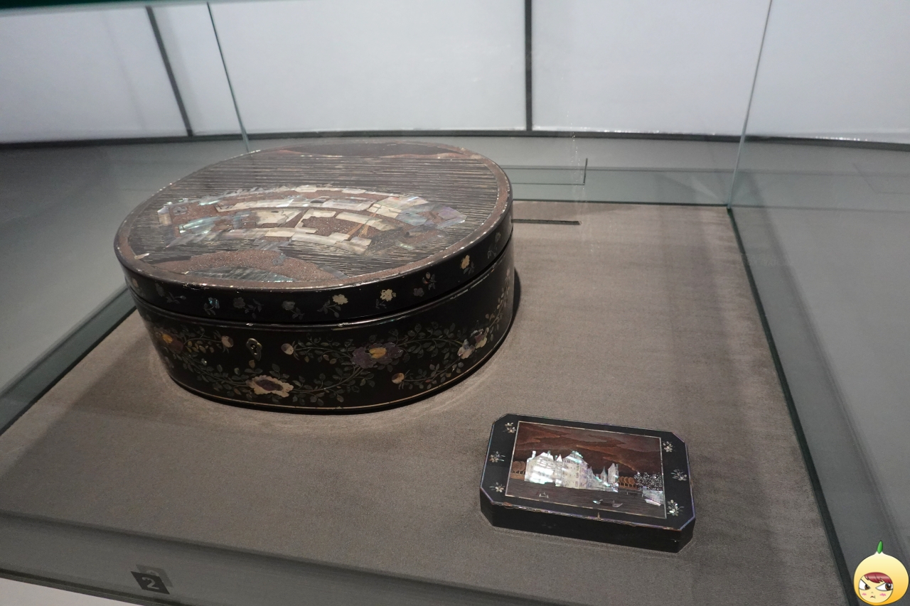 나전칠 원형상자와 담배갑