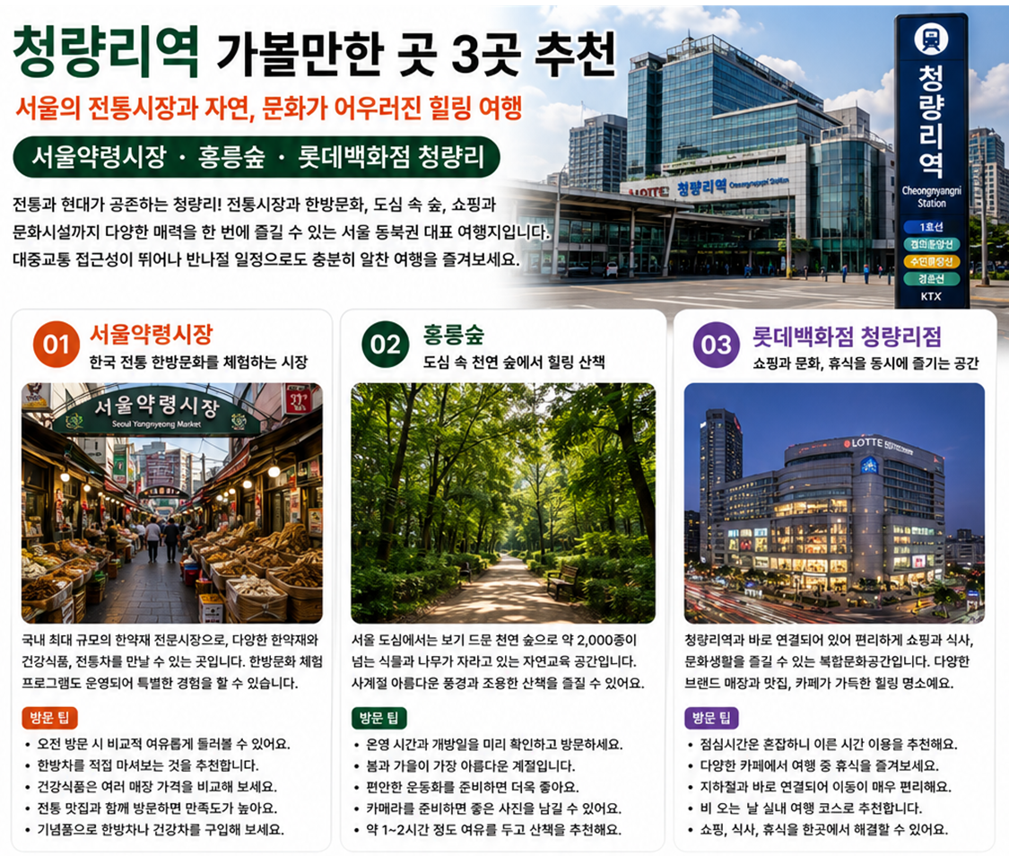 청량리역 가볼만한곳 3곳추천