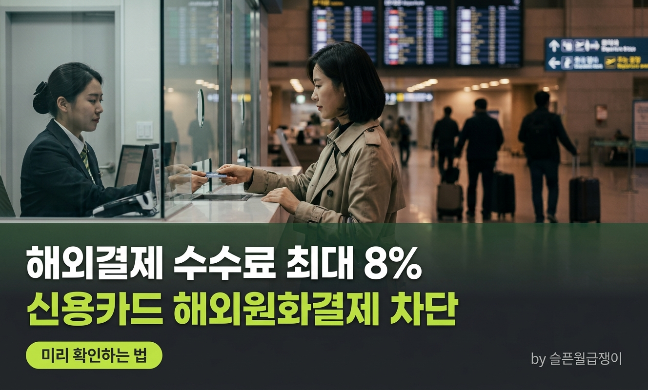 해외 공항 카운터에서 카드로 결제하는 여행객