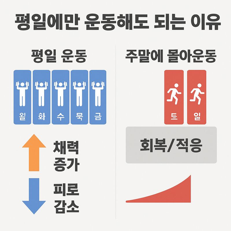 평일에만 운동해도 되는 이유 &mdash; 일주일 운동 분산과 체력 적응 원리