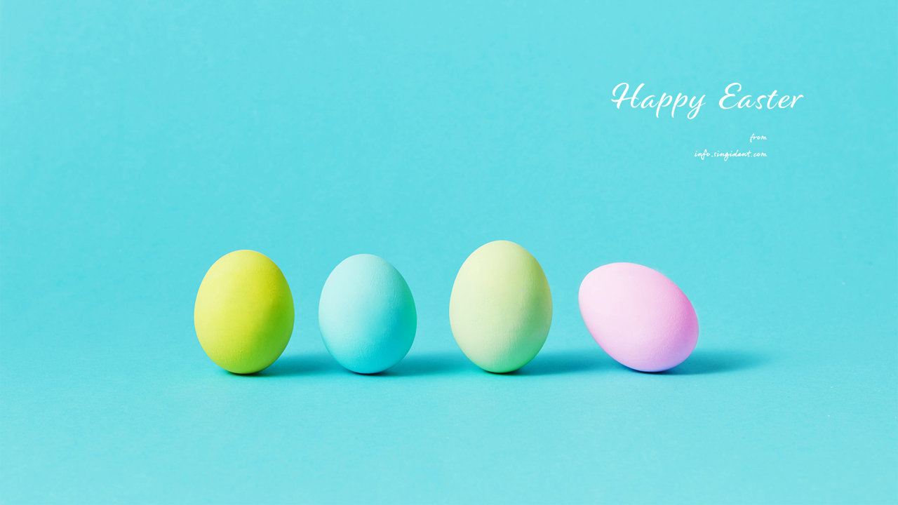 01 파스텔톤 계란 하늘색배경 C - Happy Easter 부활절계란배경화면
