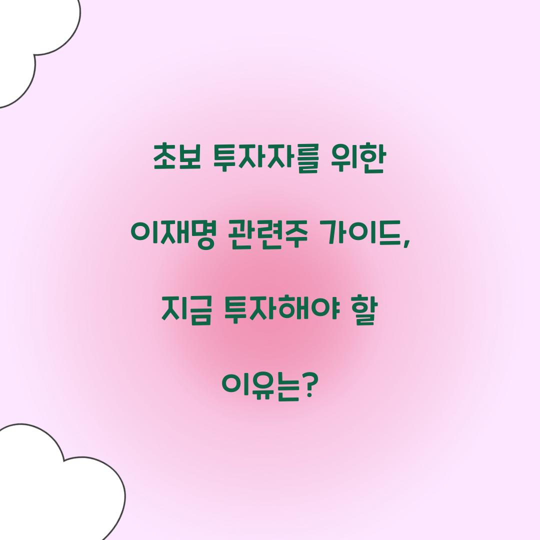 초보 투자자를 위한 이재명 관련주 가이드
