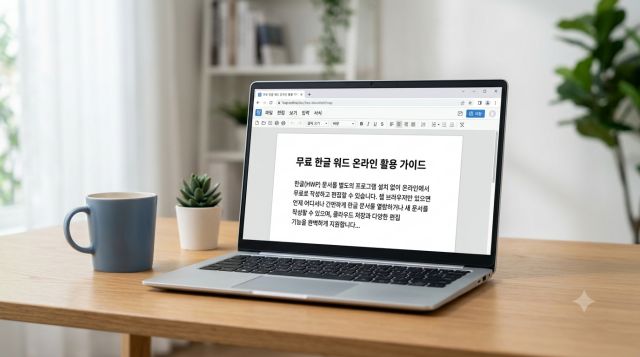 한글 프로그램 무료 사용법을 보여주는 문서 편집 화면