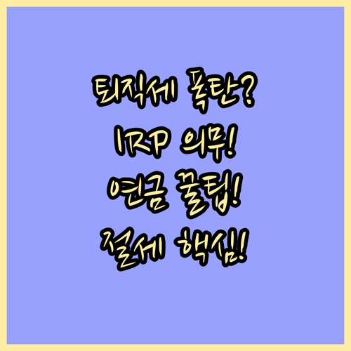 퇴직소득세 절세 전략 IRP 의무 이..