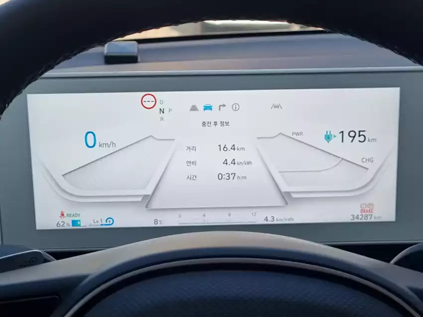 도착 후 기록된 아이오닉 5의 주행 정보입니다.