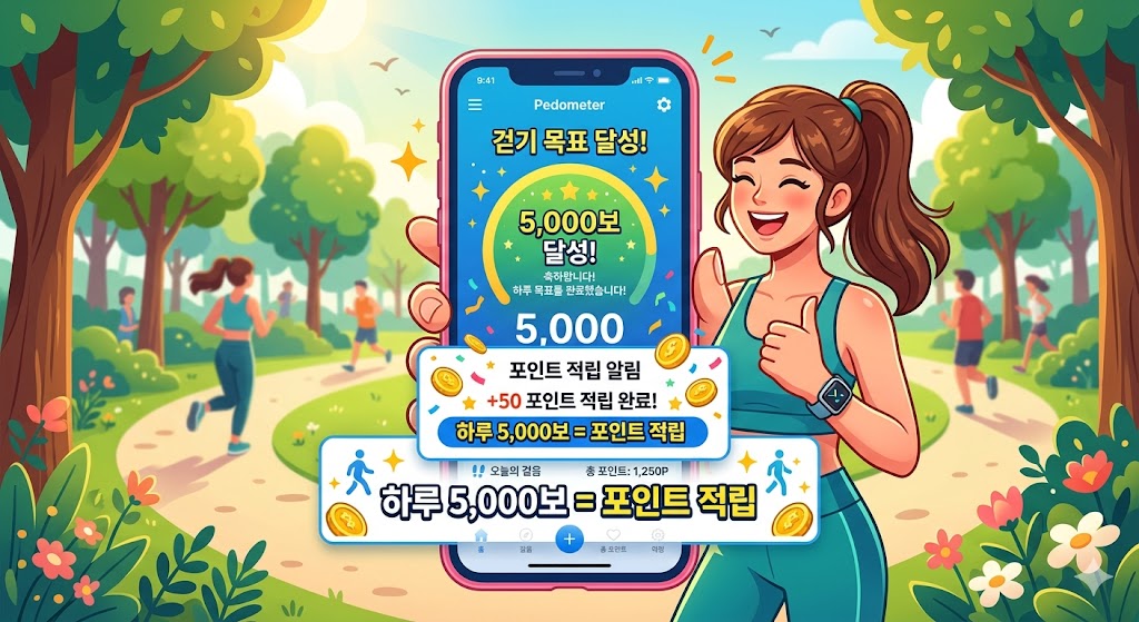 건강생활실천지원금제 하루 5000보 걷기 포인트 적립 방법 이미지