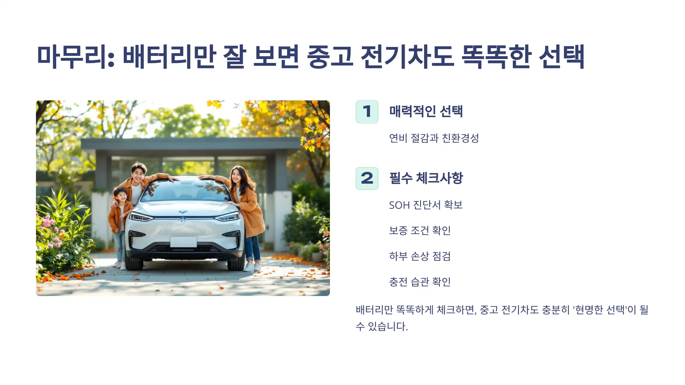 배터리만 잘 보면 중고 전기차도 똑똑한 선택