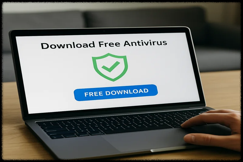 무료 백신 다운로드 중인 노트북 화면