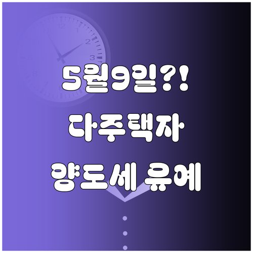 다주택자 양도세 중과 유예 놓치지 않..