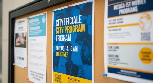 게시판에 붙은 서울시 정책 홍보물