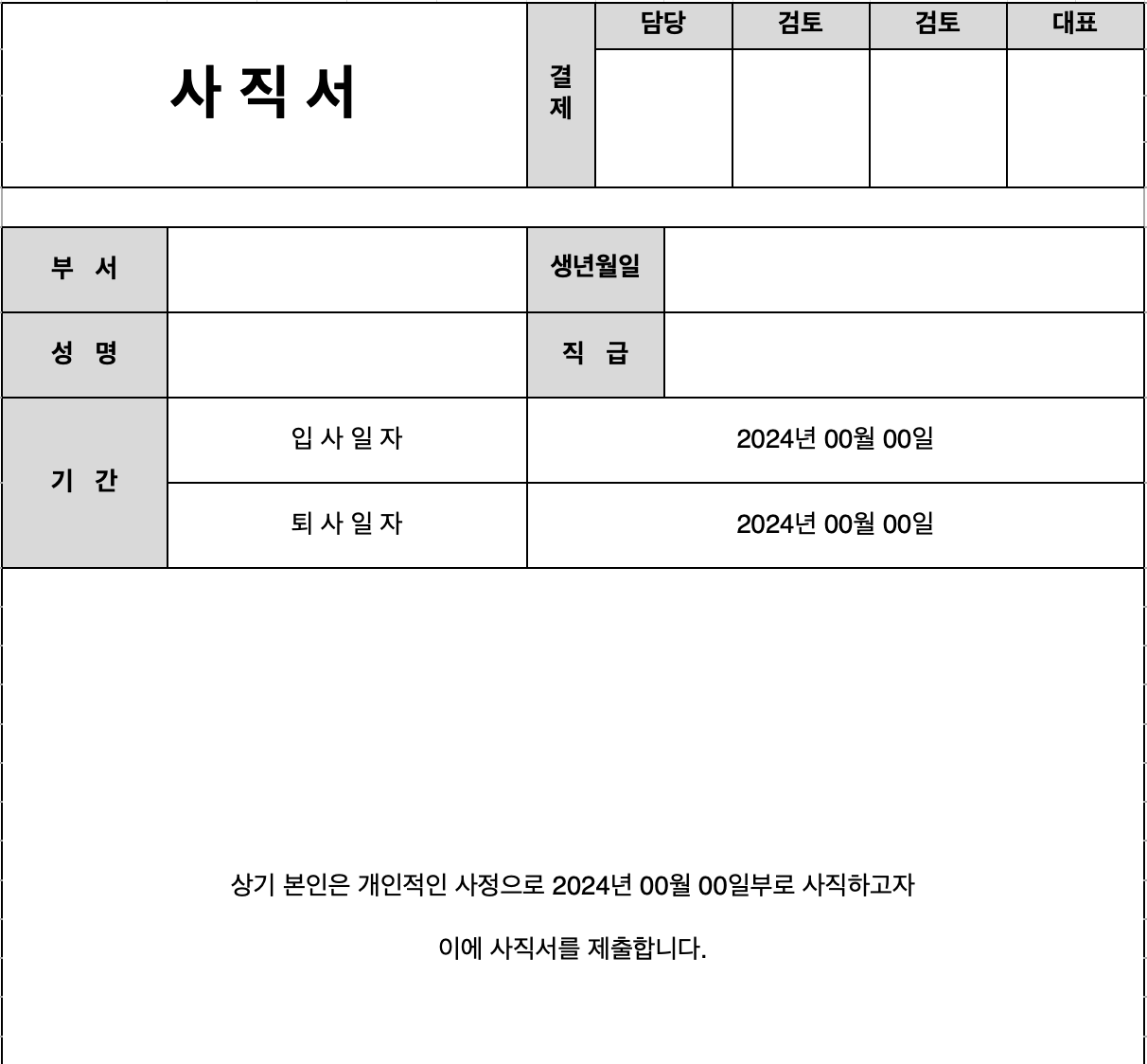 직장인 사직서 양식 다운로드 및 작성 방법 퇴사 통보 시기1