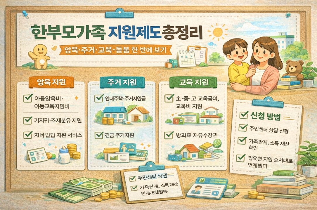 한부모가족 지원제도 주거, 교육, 돌봄