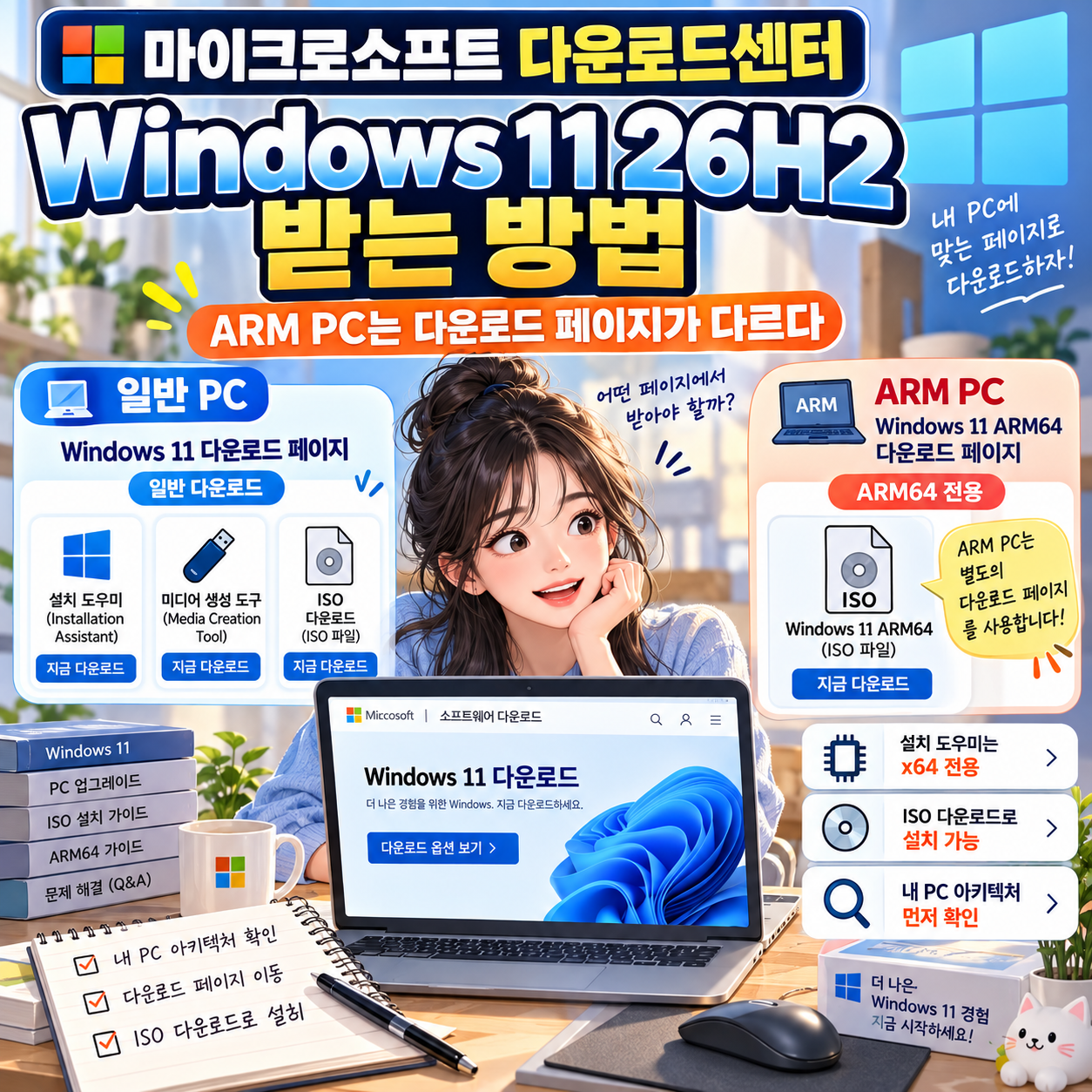마이크로소프트 다운로드센터 Windows 11 26H2 받는 방법, ARM PC는 다운로드 페이지가 다르다