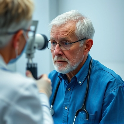 건강검진을 받고 있는 시니어 남성