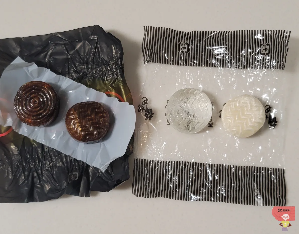 일본사탕-다이소-우리사탕-알맹이만-비교하기-사탕-4개